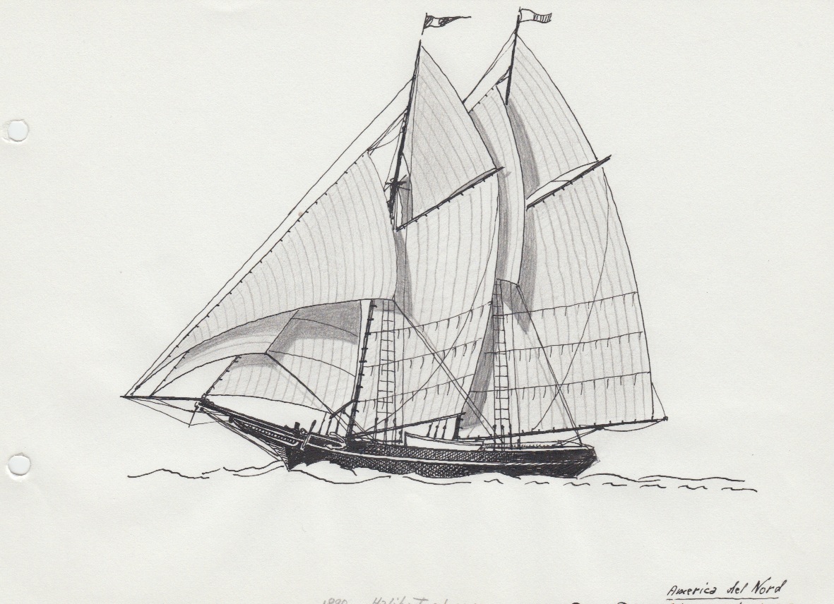 187 America del Nord - schooner da pesca con attrezzatura estiva - 1890 Halibut schooner